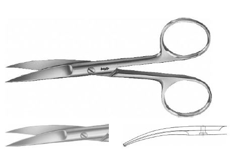 Хірургічні ножиці вигнуті гострі/гострі 130 мм